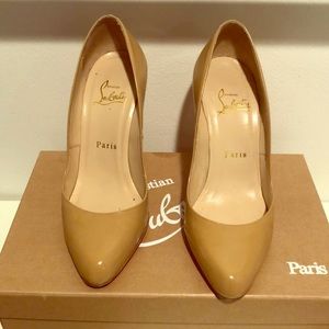 Christian Louboutin tan heel size 6